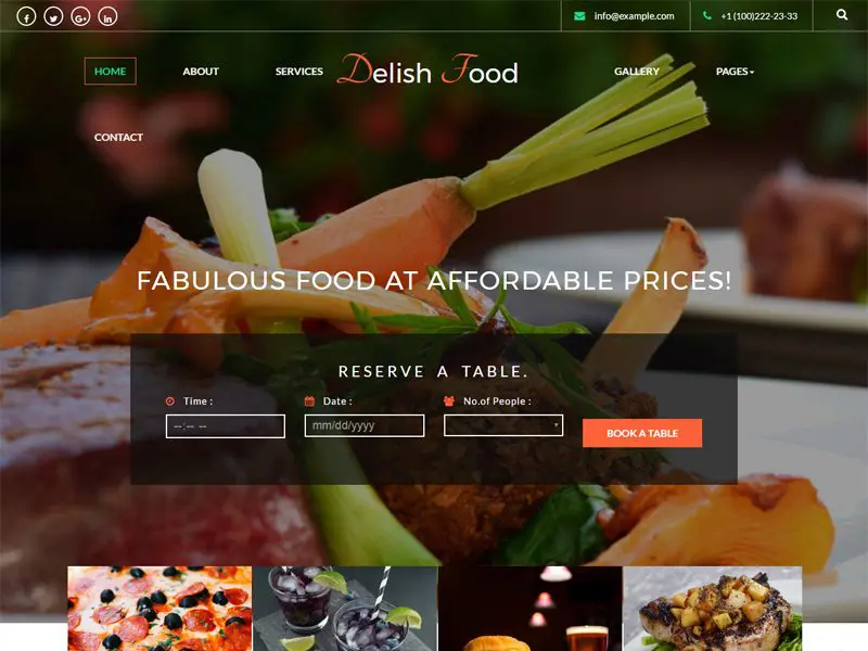 Lezzetli Yemek Ücretsiz Bootstrap Restoran Şablonu