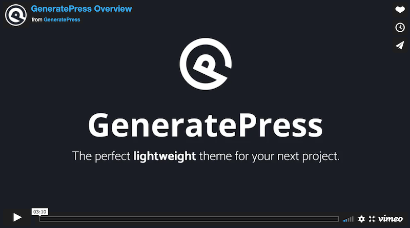 GeneratePress มีรหัสที่เขียนขึ้น