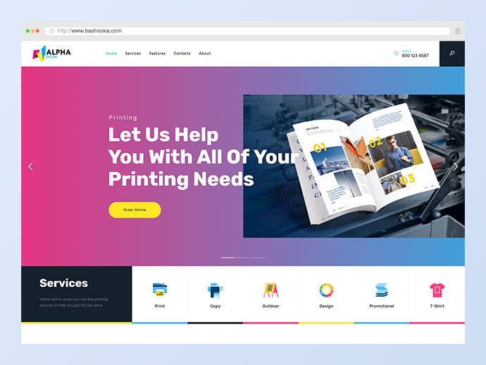 AlphaColor | Geben Sie Design & Printing Services WordPress Theme ein