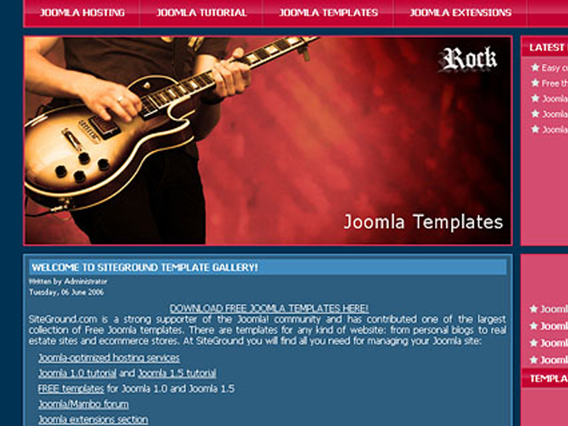 J-Rock Descărcare gratuită Joomla Cel mai bun șablon pentru muzică
