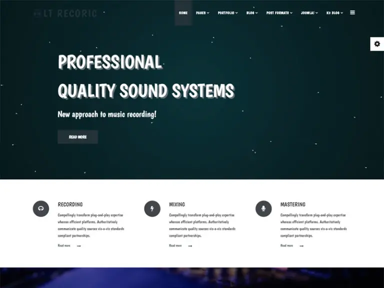 Șablon Joomla pentru studioul de muzică gratuit Lt Recoric