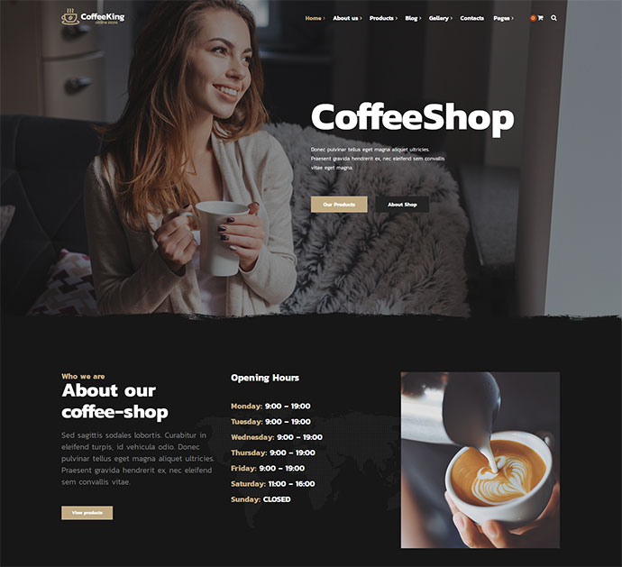 Coffee King - WordPress-Thema für Cafés, Kaffeehäuser und Online-Shops
