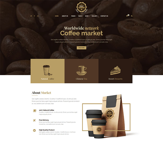 Mister Coffee - WordPress-Thema für den Kaffeemarkt-Online-Shop
