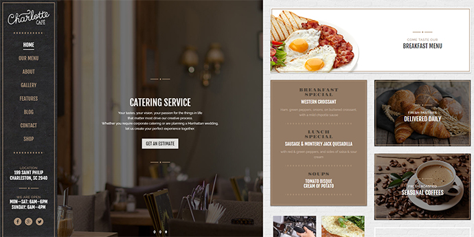 Charlotte Premium Cafe Bistro WP-Thema