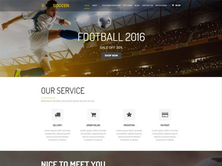 Tema Ws Soccer responsivo gratuito Woocommerce Wordpress para esporte