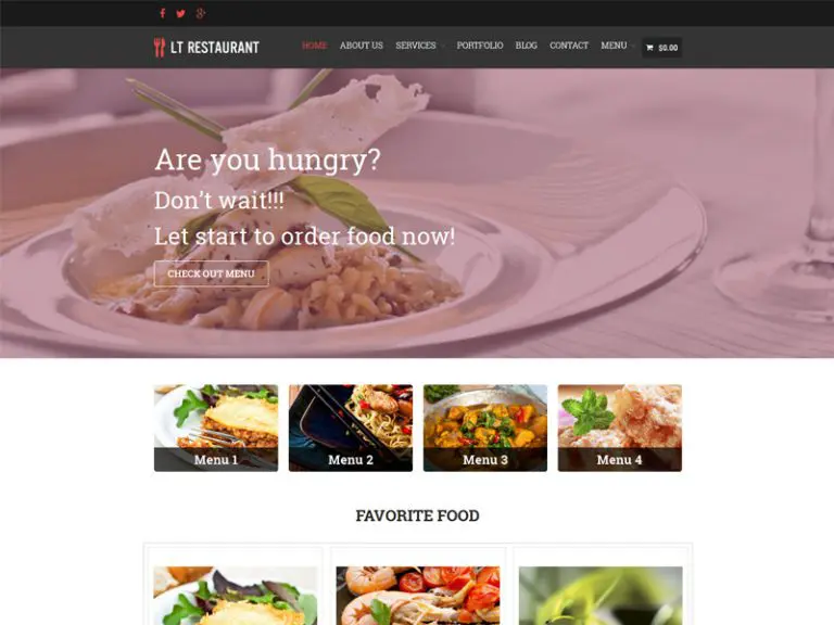 Lt Restaurant Bezpłatne responsywne Zamówienie jedzenia Motyw Wordpress
