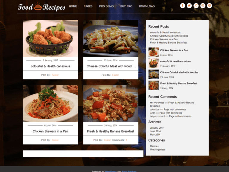 Przepisy kulinarne Wordpress Restauracja Theme za darmo