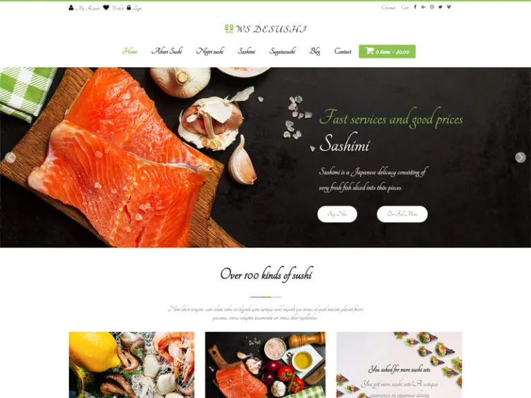 Ws Desushi Darmowa restauracja Wordpress Theme