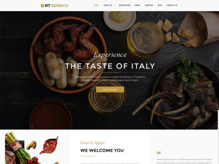 Nt Resbaco Darmowy motyw Wordpress dla restauracji