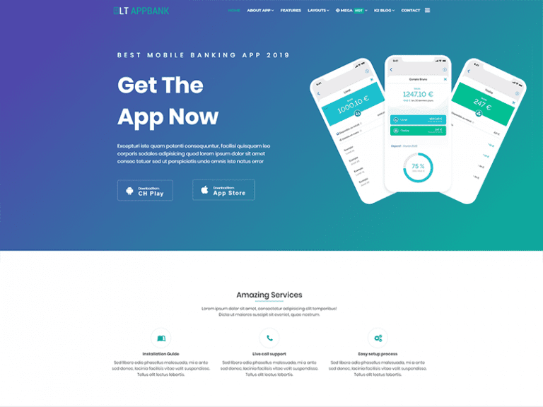 Lt Appbank أفضل قالب تطبيق جملة مجاني
