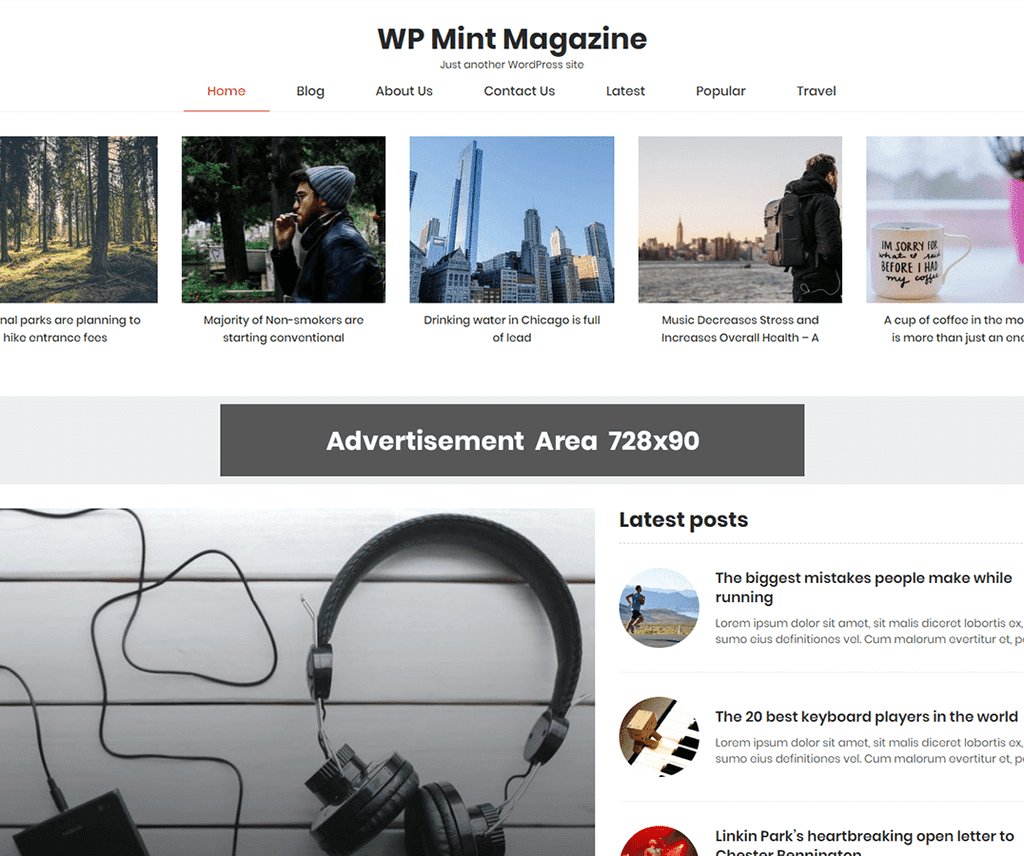 Wp Mint Magazine Darmowy motyw fotografii Wordpress