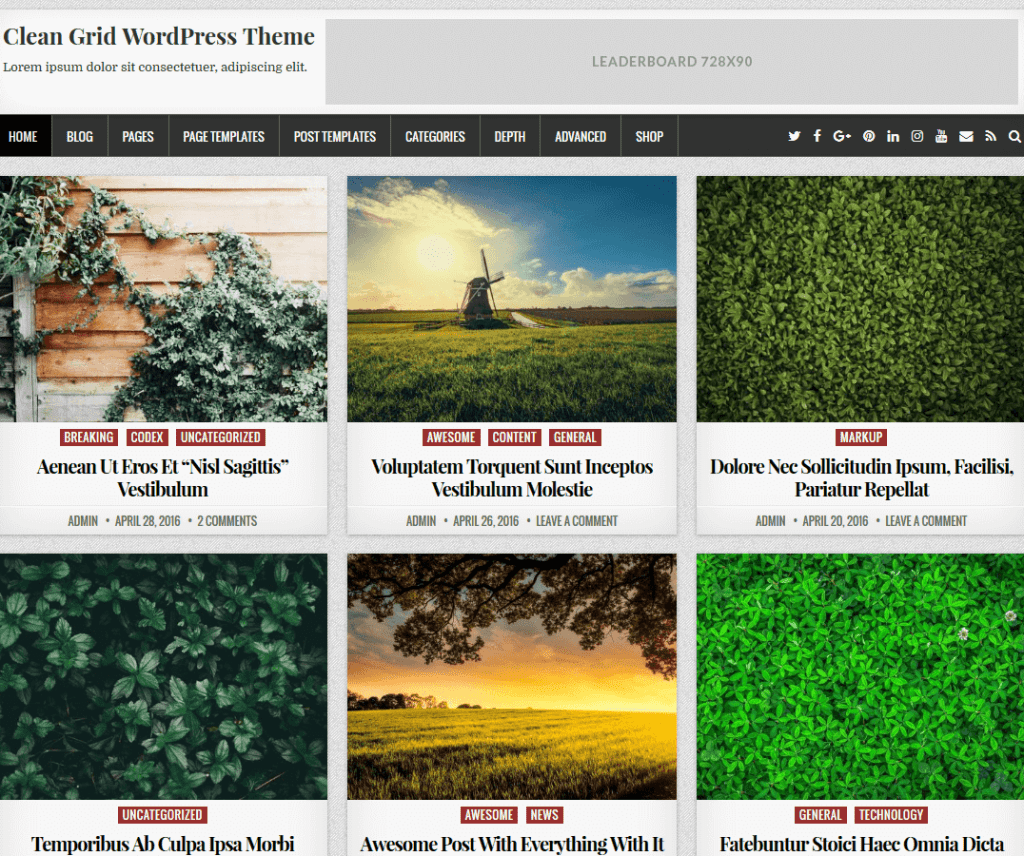 Czysta siatka Darmowy motyw WordPress do fotografii