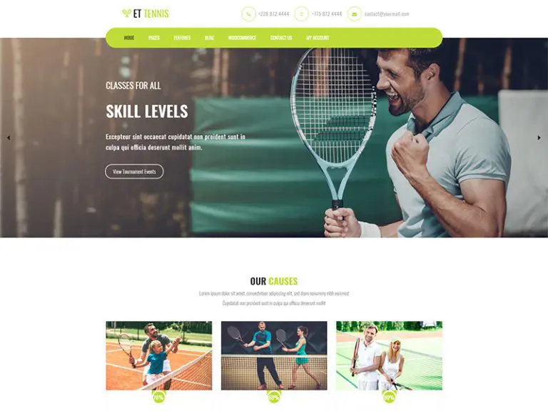 Et Tennis Tema di tennis WordPress reattivo gratuito