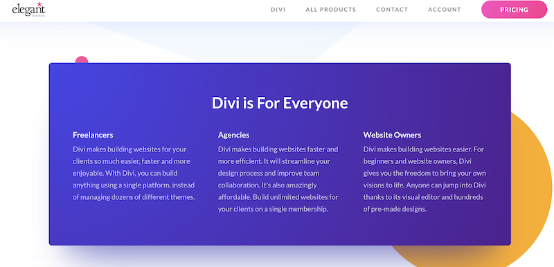 Options gratuites des thèmes Divi