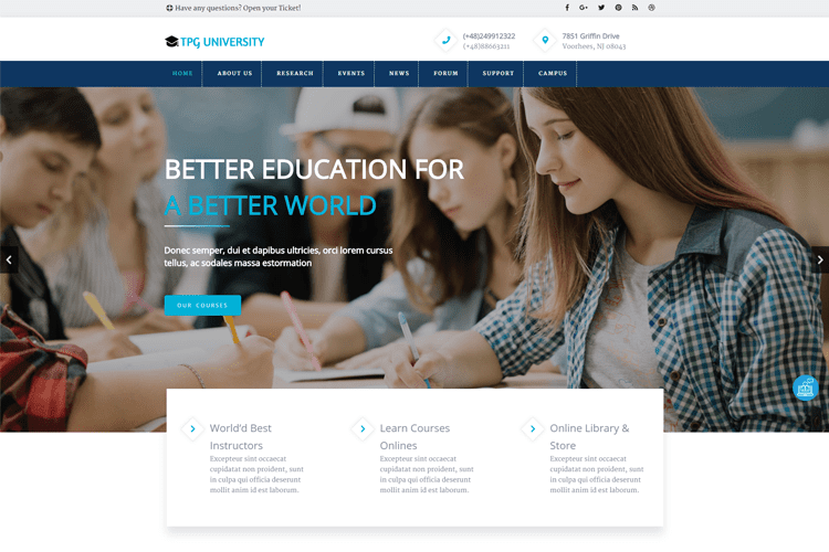 TPG Üniversitesi Ücretsiz Eğitim Wordpress Teması