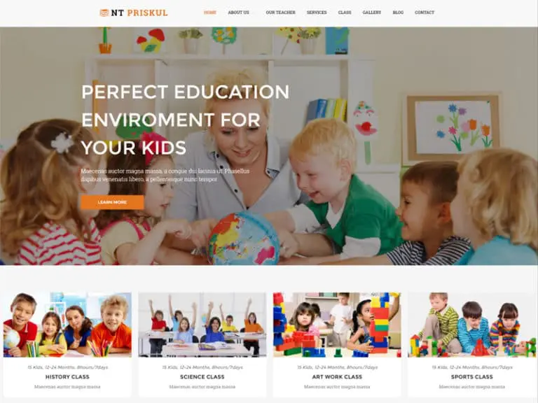 Eğitim için Nt Priskul Ücretsiz Wordpress Teması