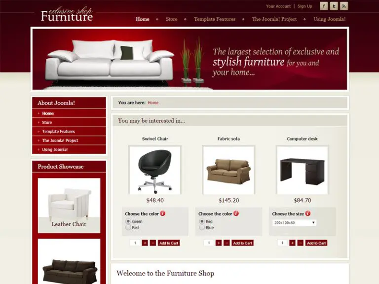 Dj Furniture Store Бесплатный шаблон Joomla для мебели