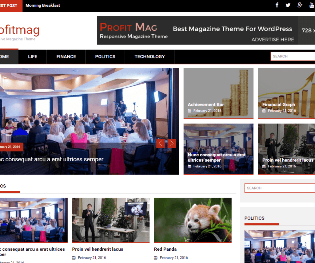 Temă Wordpress de divertisment gratuită Profitmag