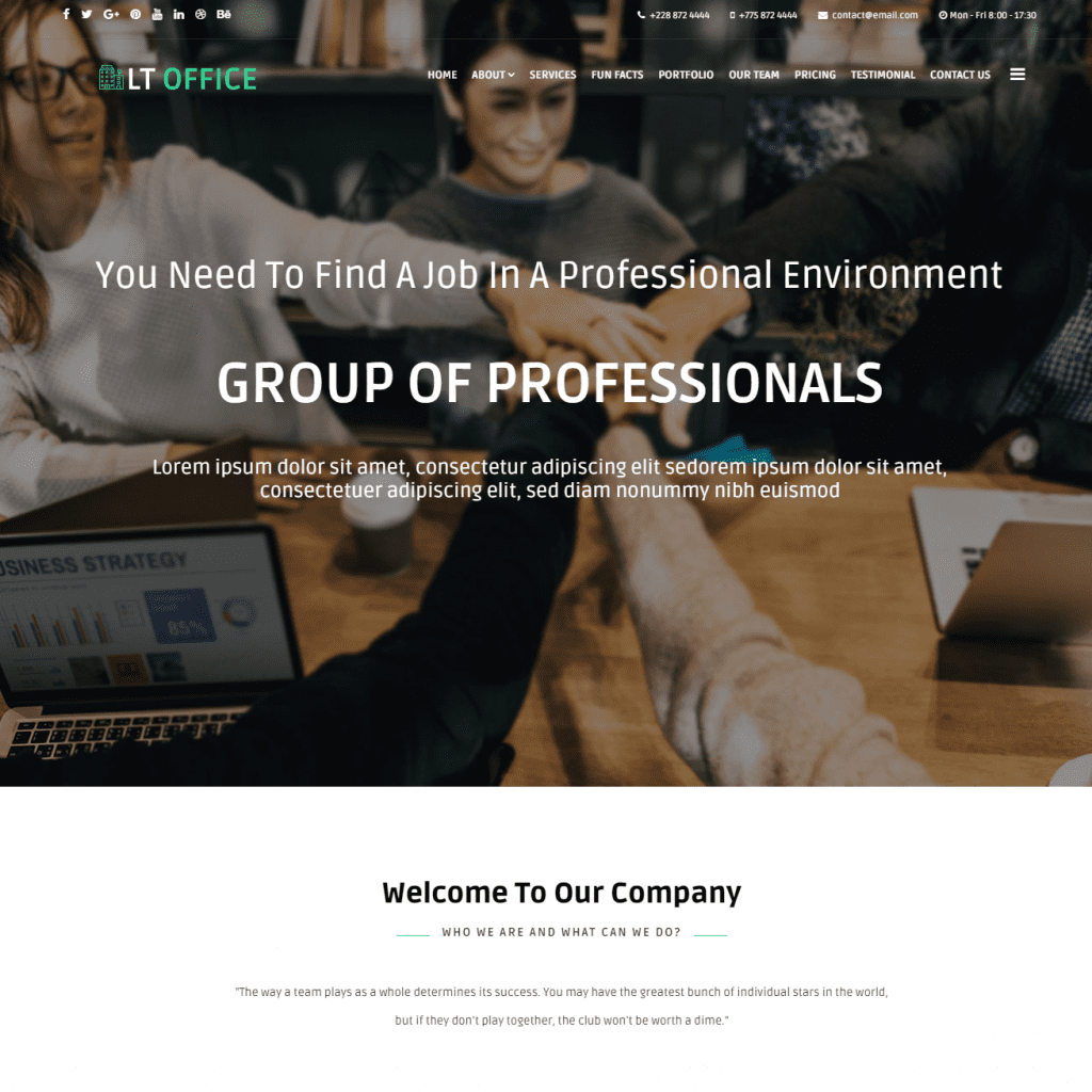 Lt Office Onepage Thème d'entreprise Joomla réactif d'une seule page gratuit