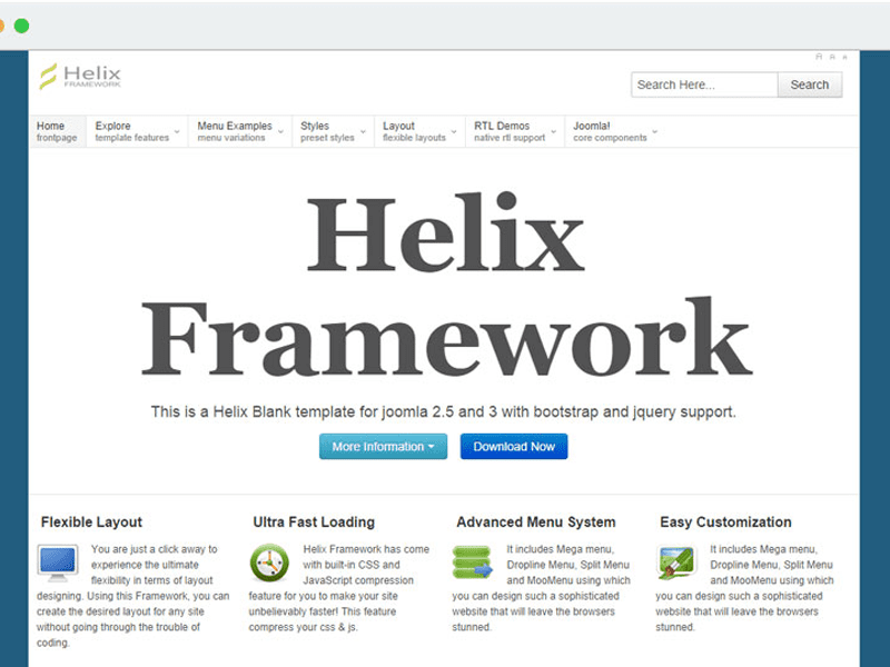 Cadre de modèles Helix Joomla