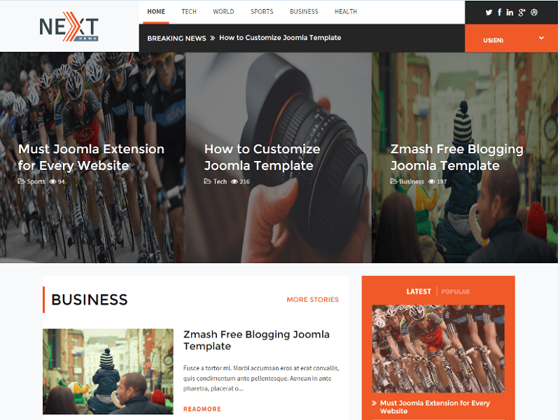 Tx Zenith - Modèle Joomla 1.4 pour le site d'actualités