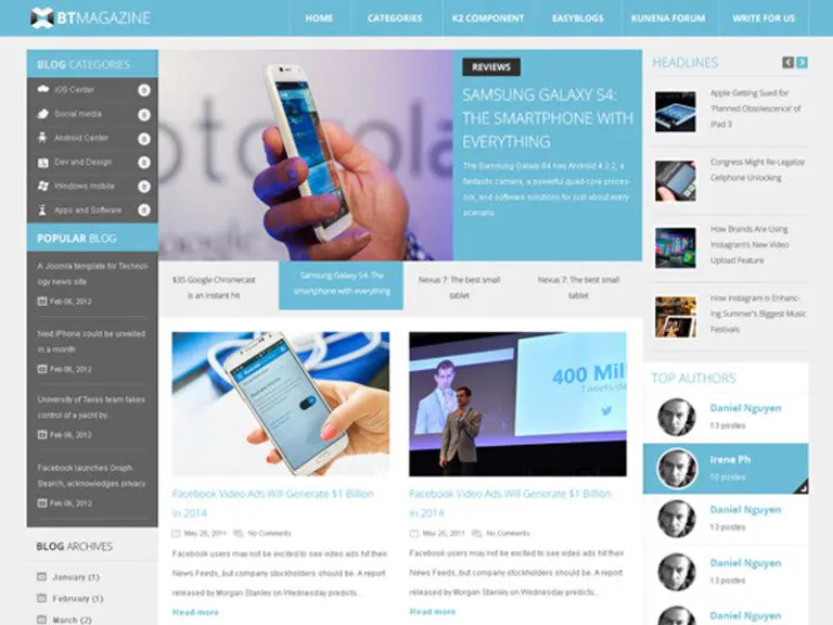 Bt Magazine Modèle de magazine Joomla gratuit