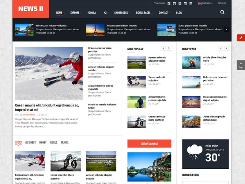 Sj New Ii - Modèle Joomla gratuit pour les actualités, les magazines