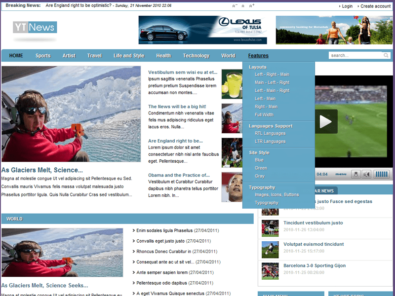 Yt News - Joomla gratuit! Modèle de magazine