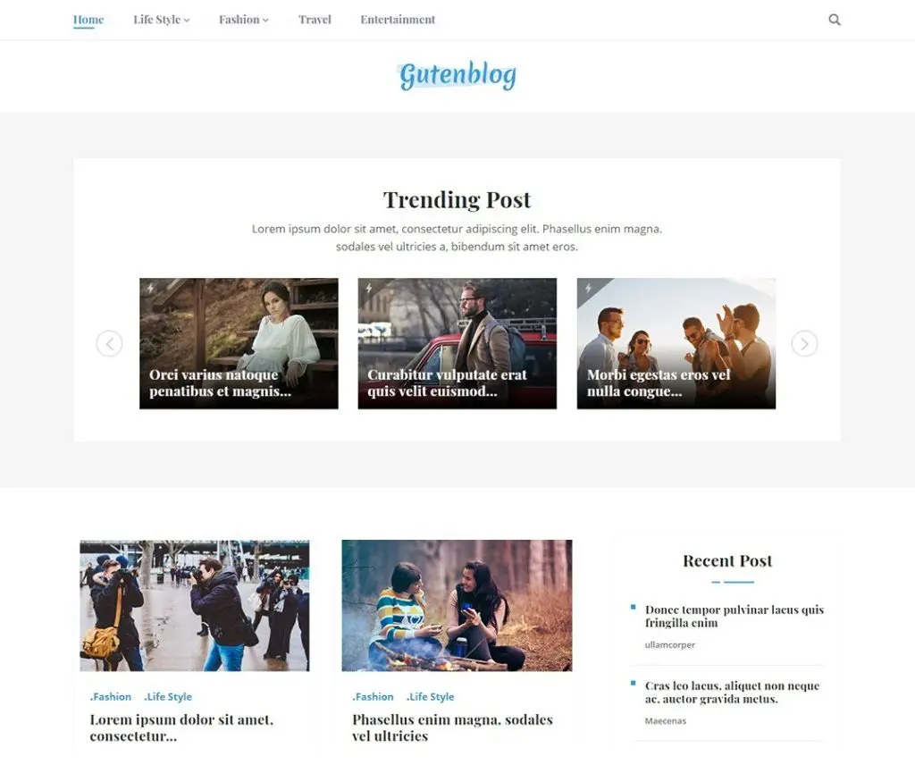 Gutenblog Știri gratuite Tema Wordpress