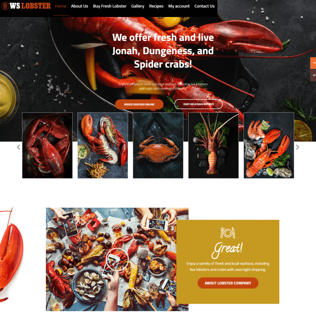 Ws Lobster de înaltă calitate Cele mai bune teme Wordpress pentru restaurante