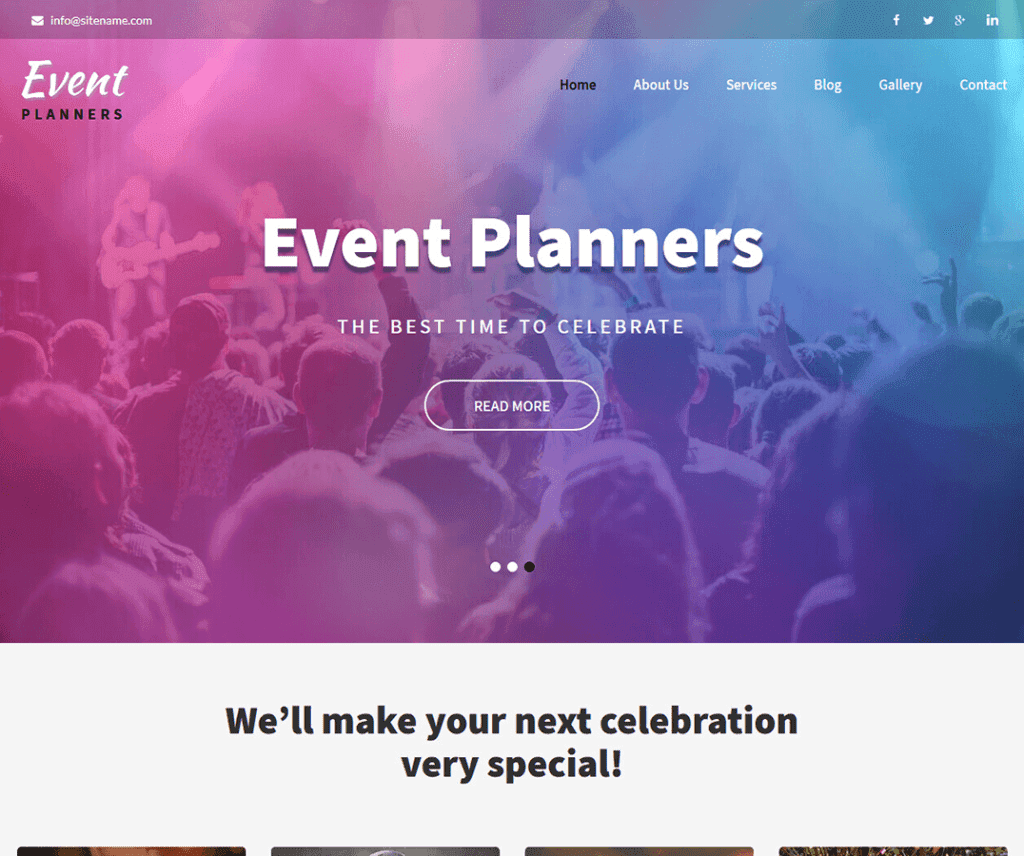 Planificatori de evenimente Divertisment gratuit Tema Wordpress