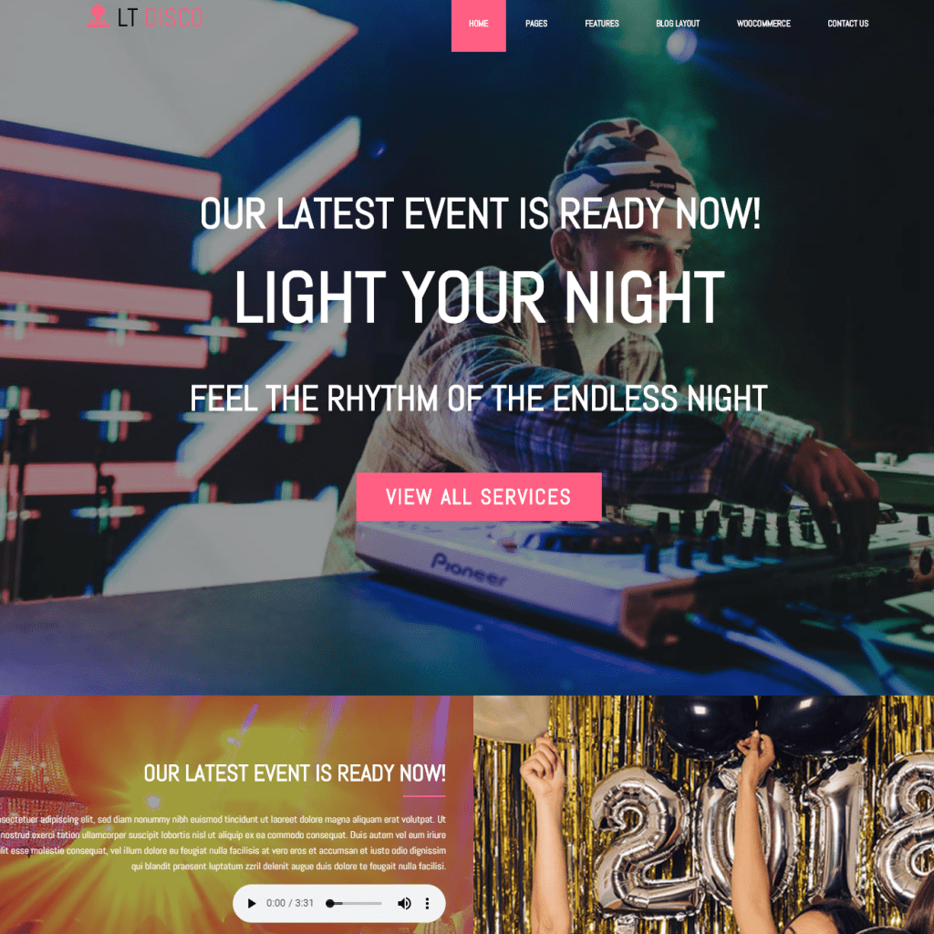 Lt Disco Gratis Satu Halaman Nightclub Wordpress Theme