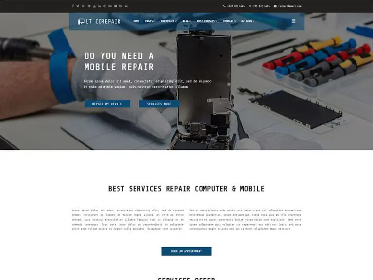 Lt Corepair Ücretsiz Duyarlı Bilgisayar Onarımı Joomla Şablonu