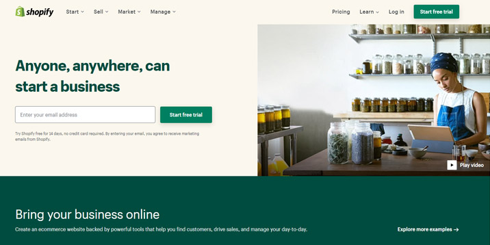 shopify-web sitesi oluşturucu