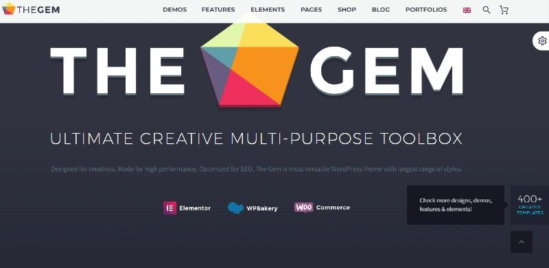 Tema WordPress multiuso TheGem per le aziende B2B The Gem