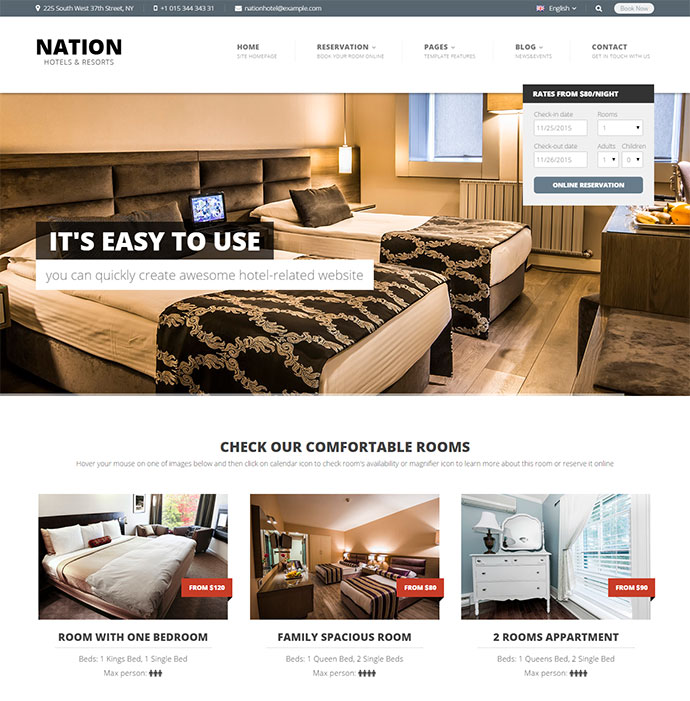 Nation Hotel - Thème WordPress réactif
