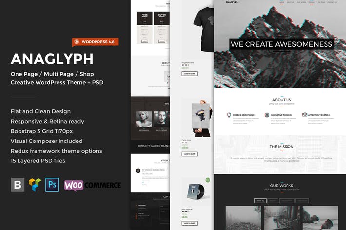 Anaglyph - Einseitiges / mehrseitiges WordPress-Thema