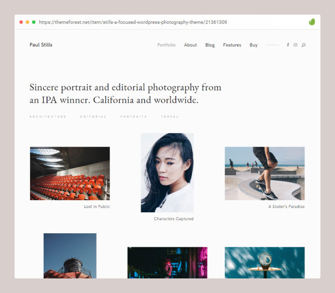 Stills – Ein fokussiertes WordPress-Fotografie-Thema