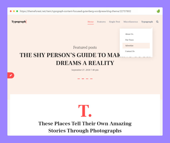 Typograph – Inhaltsorientiertes Gutenberg WordPress-Blog-Thema