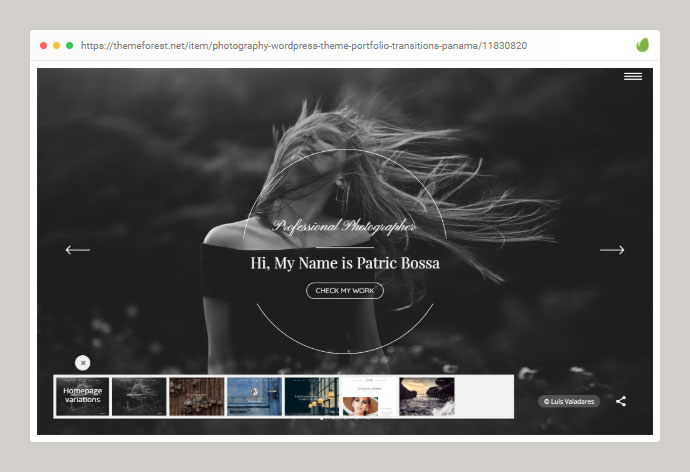 Thème WordPress Photographie : Portfolio & Transitions : Panama