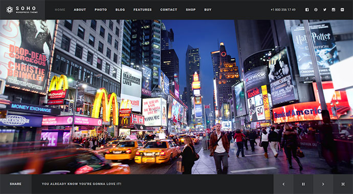 SOHO — полноэкранная тема WordPress для фото и видео