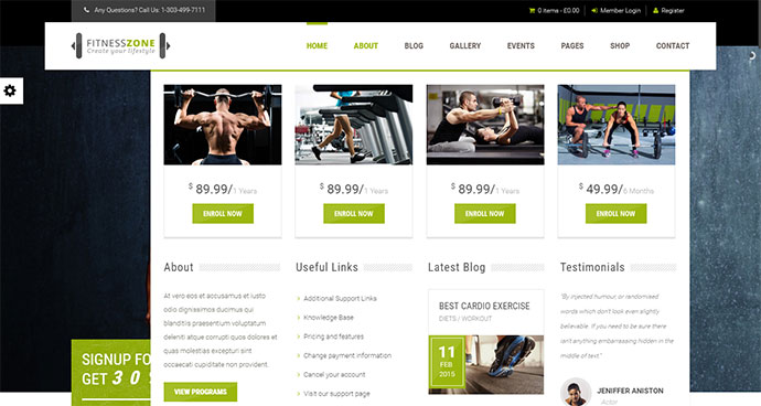 Zona de fitness | Tema Gym & Fitness, potrivită perfectă pentru centrele de fitness și sălile de sport