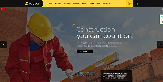 Tema WordPress per attività di costruzione di edifici - Recupera