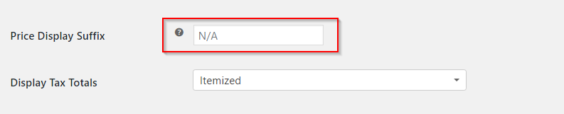 Suffix für die Preisanzeige festlegen