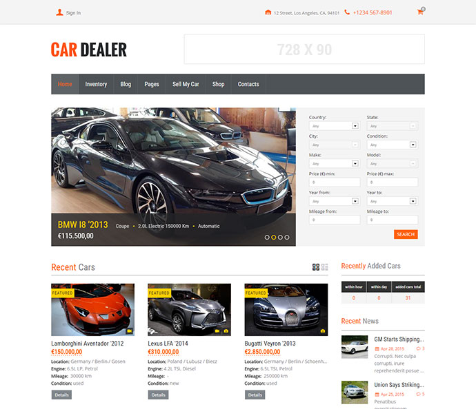 Thème WordPress pour concessionnaire automobile