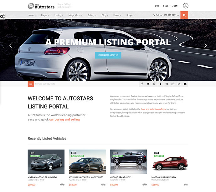 Thème WP pour les concessionnaires automobiles et les annonces