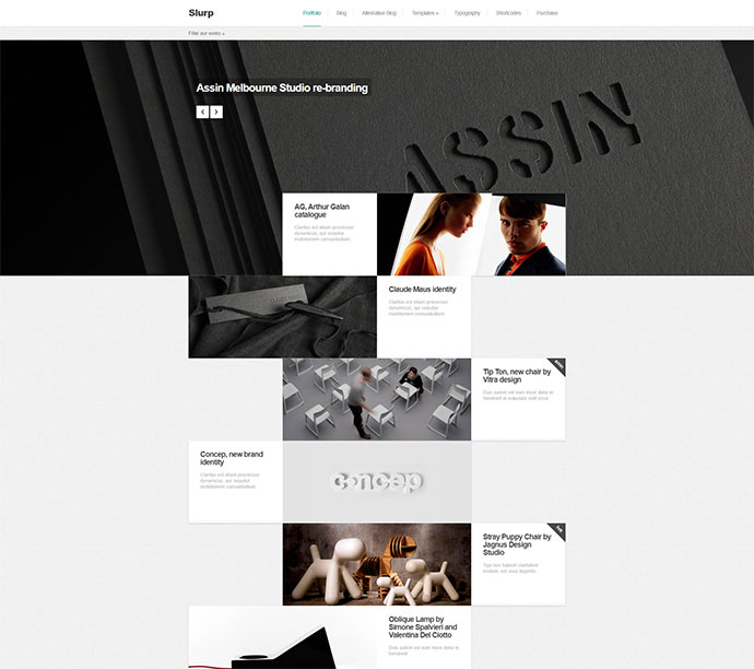 Slurp: Minimalistisches und kreatives Grid-Portfolio