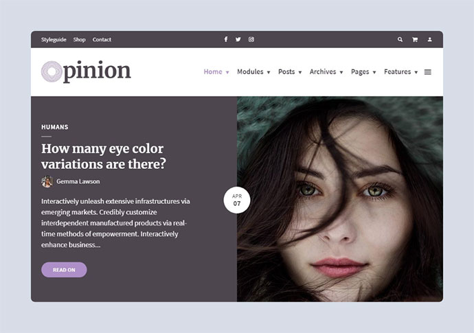 Opinion - Thème WordPress de style moderne pour les actualités et les magazines