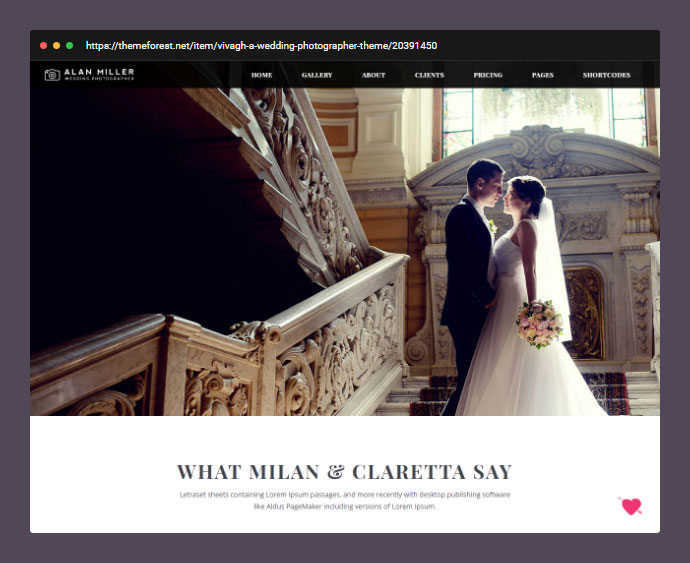 Photographe Vivagh | Thème de photographe de mariage