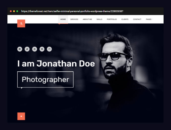 Selfer – Thème WordPress pour un portefeuille personnel minimal